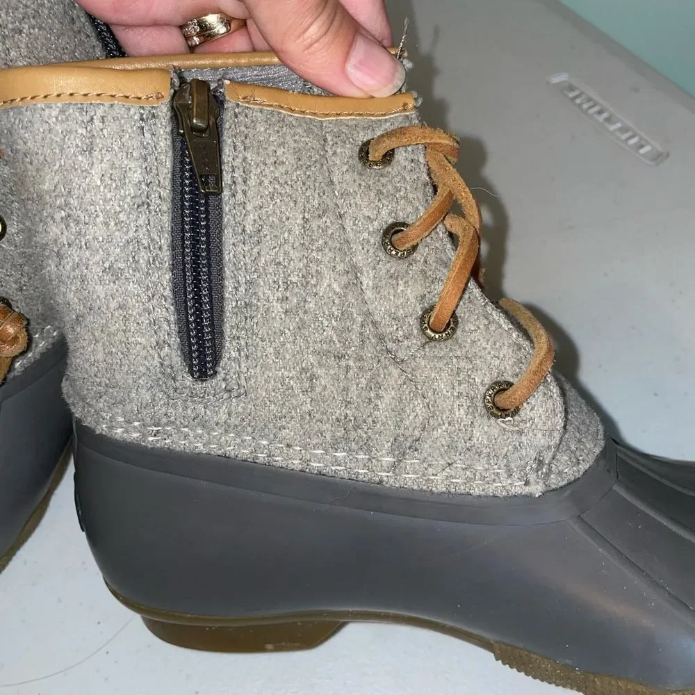 Sperry girls saltwater wool embossed top winter  boots duck sz 3 shoes kids